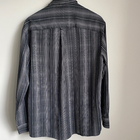 Arnold Palmer Men's Black Long Sleeve Button Up Shirt Line Patterned‎ Size Large - Picture 6 of 12